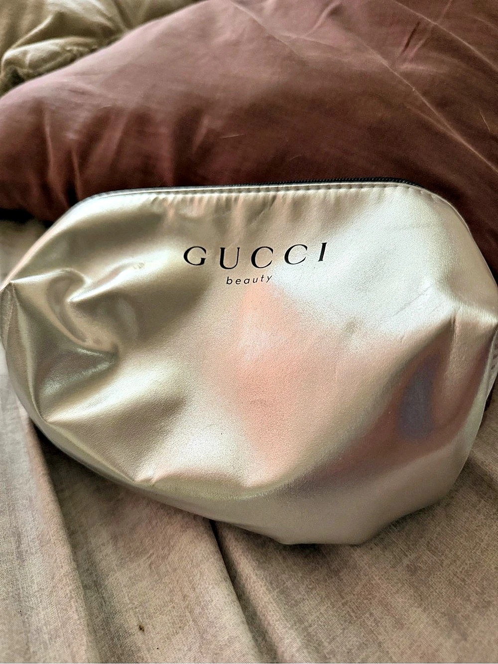 Gucci Beauty Silver Metallic Cosmetic Pouch